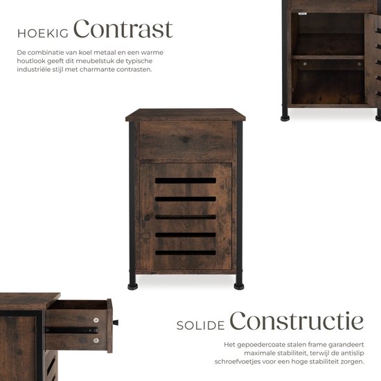 tectake - Table de chevet Waterford - 40x42x60.5cm - industriel - marron foncé - 404724