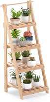 COSTWAY Bloementrap inklapbaar, ladderrek met 4 planken, bloemenrek van dennenhout, plantenladder, plantenrek, bloemenstandaard, plantenstandaard, balkon, tuin, binnen en buiten, natuur, 52 x 38 x 109