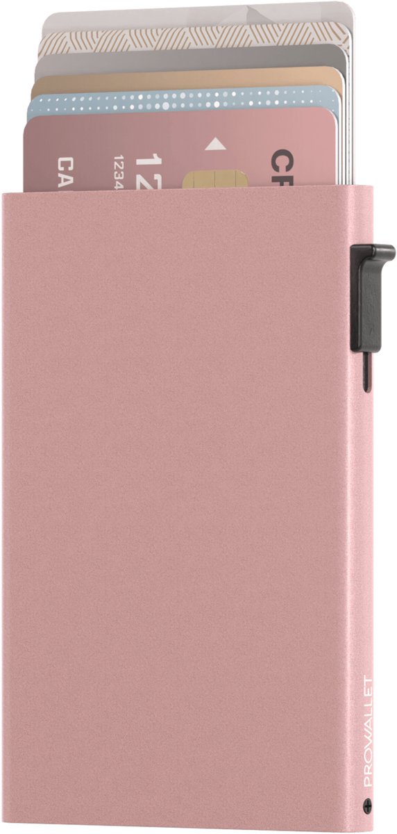 Prowallet Secure - Roze - Pasjeshouder voor 6 Pasjes - Uitschuifbaar - RFID Creditcardhouder - Slank Design - Kaarthouder Portemonnee, Premium Pashouder voor Mannen & Vrouwen - Met Luxe Cadeaubox