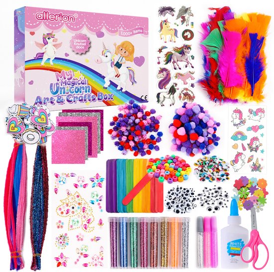 Allerion Glitter Craft Case Unicorn - 1043 pièces - Pour Garçons et Filles - Jouets créatifs - Artisanat