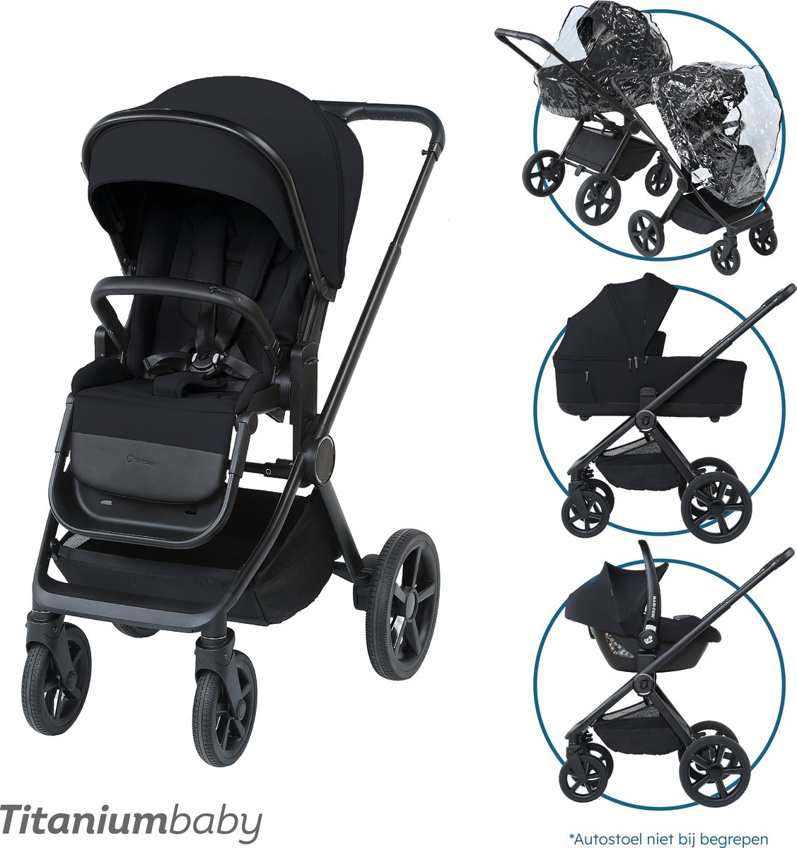 Titaniumbaby Urban Lush Black 2-in-1 Kinderwagen