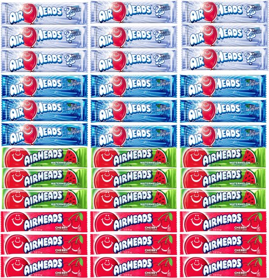 Airheads - Mix box - Amerikaans Snoep - 9x Cherry - 9x Blue raspberry ...