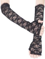 OuryTech Spitzenhandschoenen Zwart, Vingerloze Kant Handschoenen voor