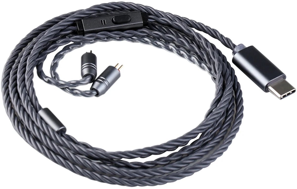 Tripowin Grace - IEM Kabel - USB-C - 2 Pin - Met Microfoon - 1.2 Meter - Grijs