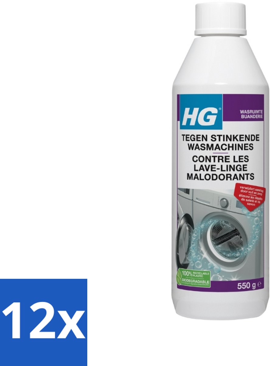12 x HG Tegen Stinkende Wasmachines 550 gr - Wasmachine Reiniger - Wasmachine Schoonmaken - Wasmachine Geur - Wasmachine Stinkt - Wasmachine Onderhoud