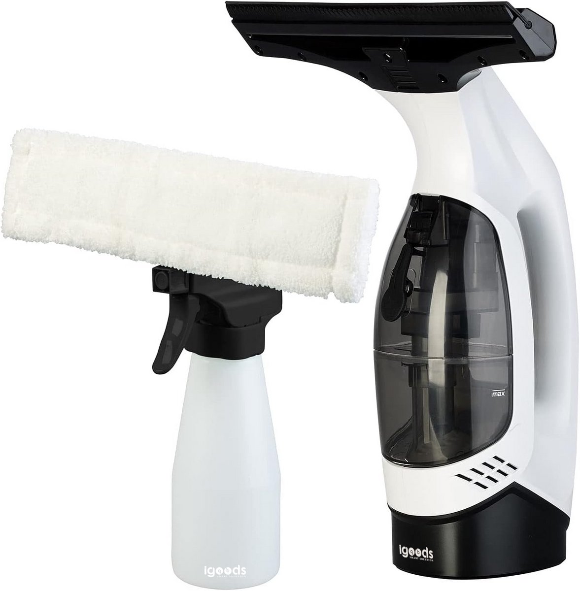 Igoods Elektrische Raamwisser - Ramenreiniger - Glazenwasser - Oplaadbaar - Raamtrekker - Inwasser - Streepvrij - Set van 2 - 150ml - Wit