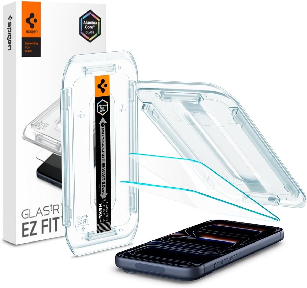 Spigen Geschikt voor Apple iPhone 17 / 17 Pro - Glas.tR EZ Fit Screenprotector - Sjabloon voor Installatie - 9H Gehard Glas - 2 Stuks