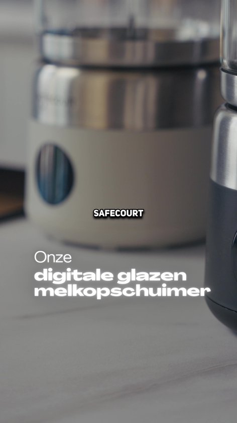 Safecourt Kitchen Glazen Melkopschuimer - Elektrische melkopschuimer - Glazen kan & PFAS-vrij - Vaatwasserbestendig - Zwart - MF700