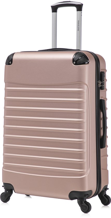 Travelerz Rome Koffer maat XL– Ruimbagage 95 Liter - Lichtgewicht ABS – Spinner Wielen – Met Cijferslot - Rosé Goud