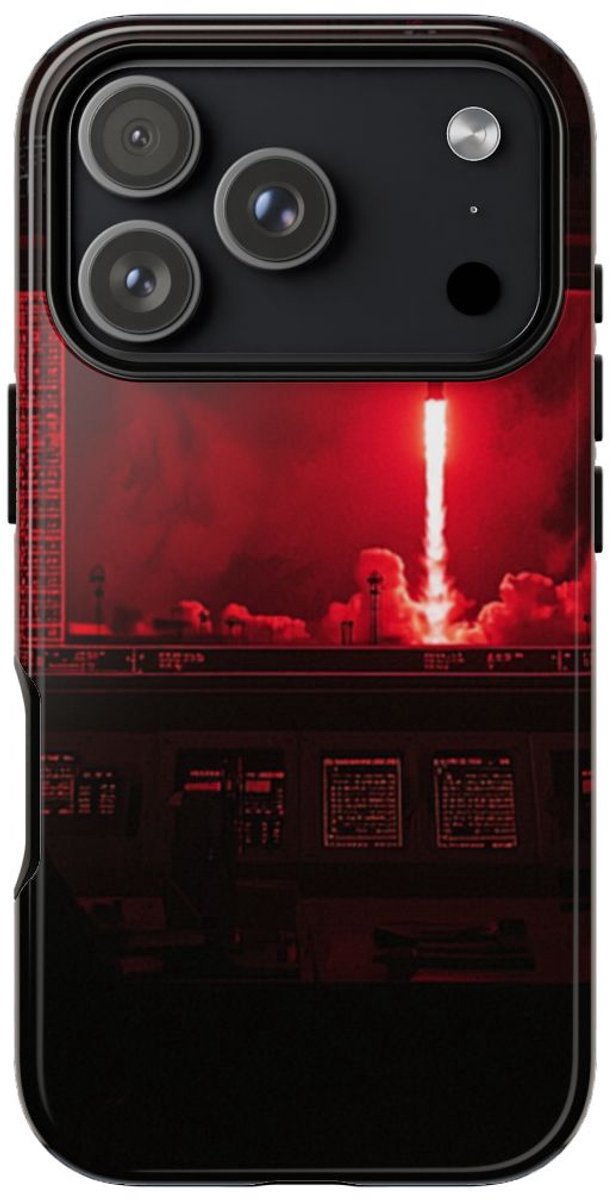 Raketlancering Controlekamer in Rood Licht – Telefoonhoesje Geschikt voor iPhone 17 Pro