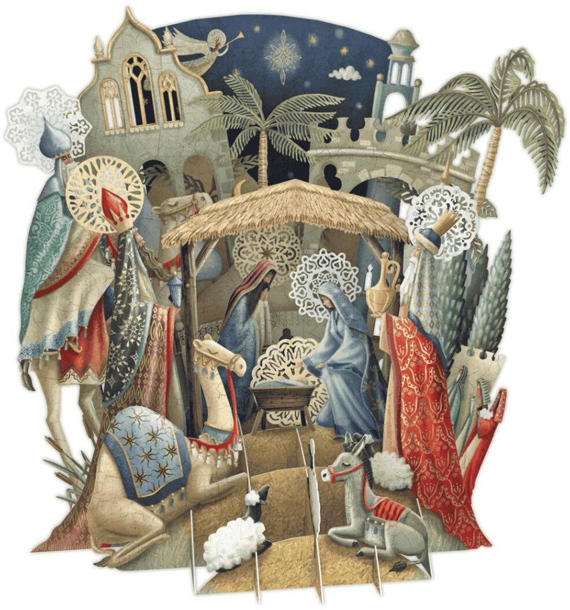 3D-Pop Up Wenskaart Nativity - Laser gesneden kerstkaart