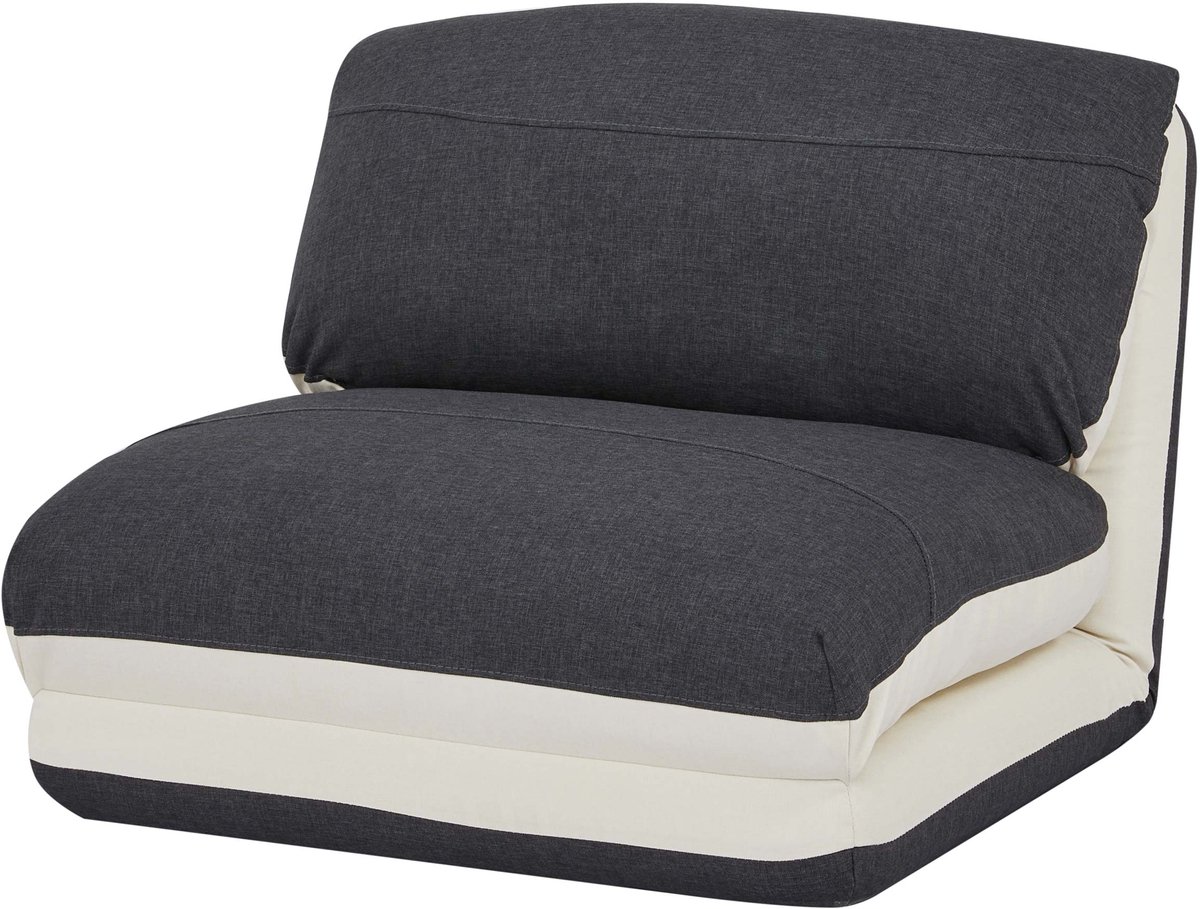 MCW Fauteuilbed MCW-E68, slaapbank functionele fauteuil inklapbare fauteuil, stof/textiel ~ crème/zwart