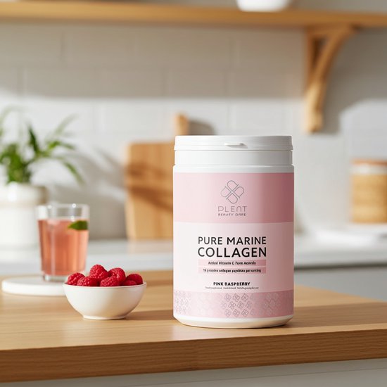 Plent Beauty - Pure Viscollageen Pink Raspberry (+ vit C) - 300 g - Pure Viscollageen poeder met toegevoegde natuurlijke vitamine C voor de versterkende opname
