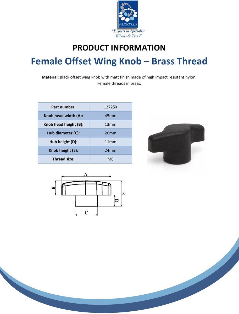M8-vrouwelijke nylon vleugelknop (met messing inzetstuk)