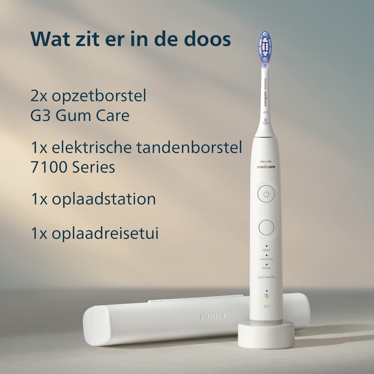 Philips Sonicare 7100 Series - Elektrische Tandenborstel - Wit - Extra Premium Gum Opzetborstel - Reisetui - Gezonder tandvlees - HX7420/02 thumbnail 7