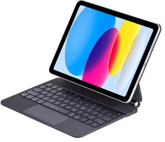 Housse de clavier Casemania noire pour iPad Air avec clavier et pavé tactile intégrés.