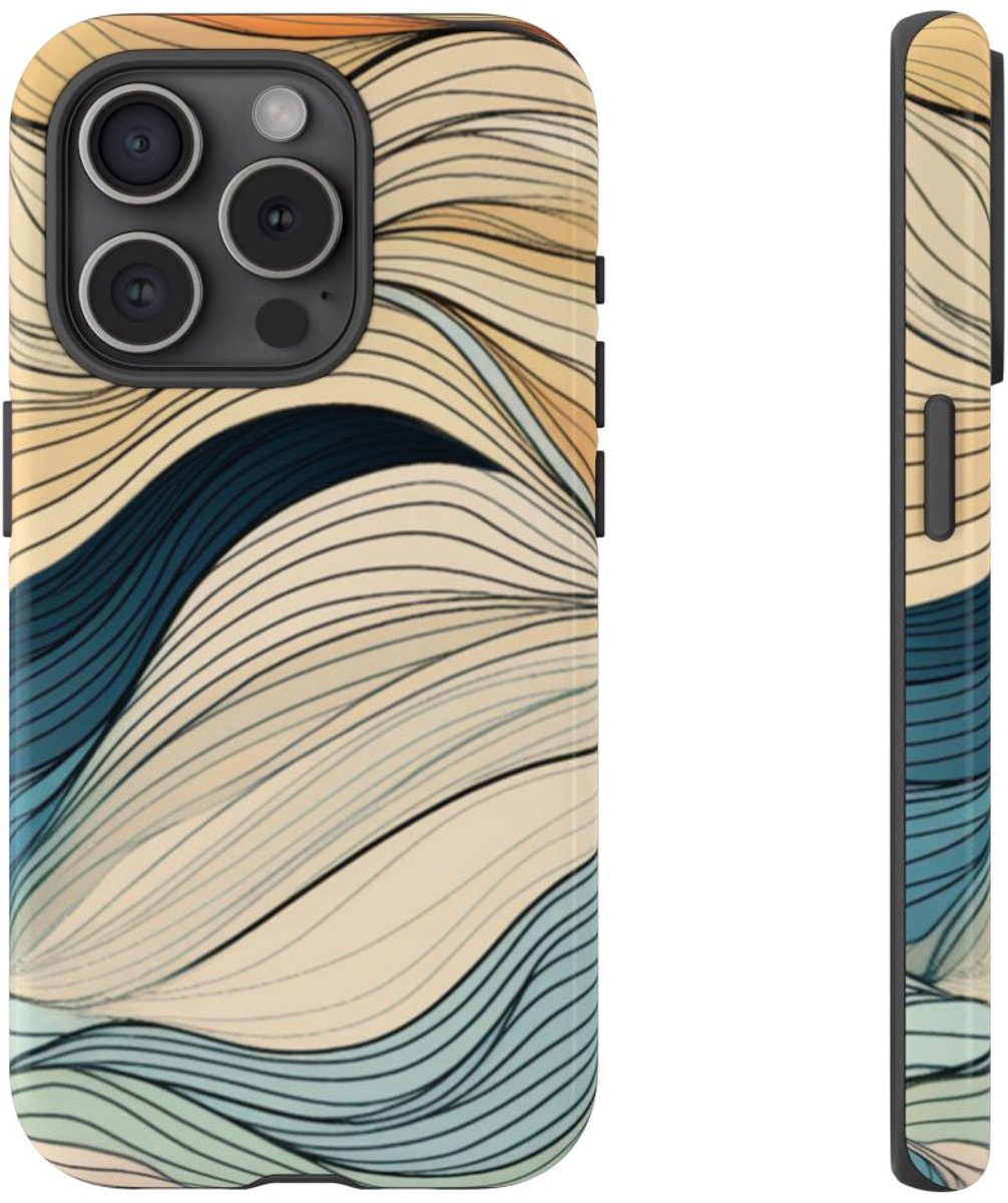 Vloeiende Abstracte Herfstgolven – Telefoonhoesje Geschikt voor iPhone 15 Pro
