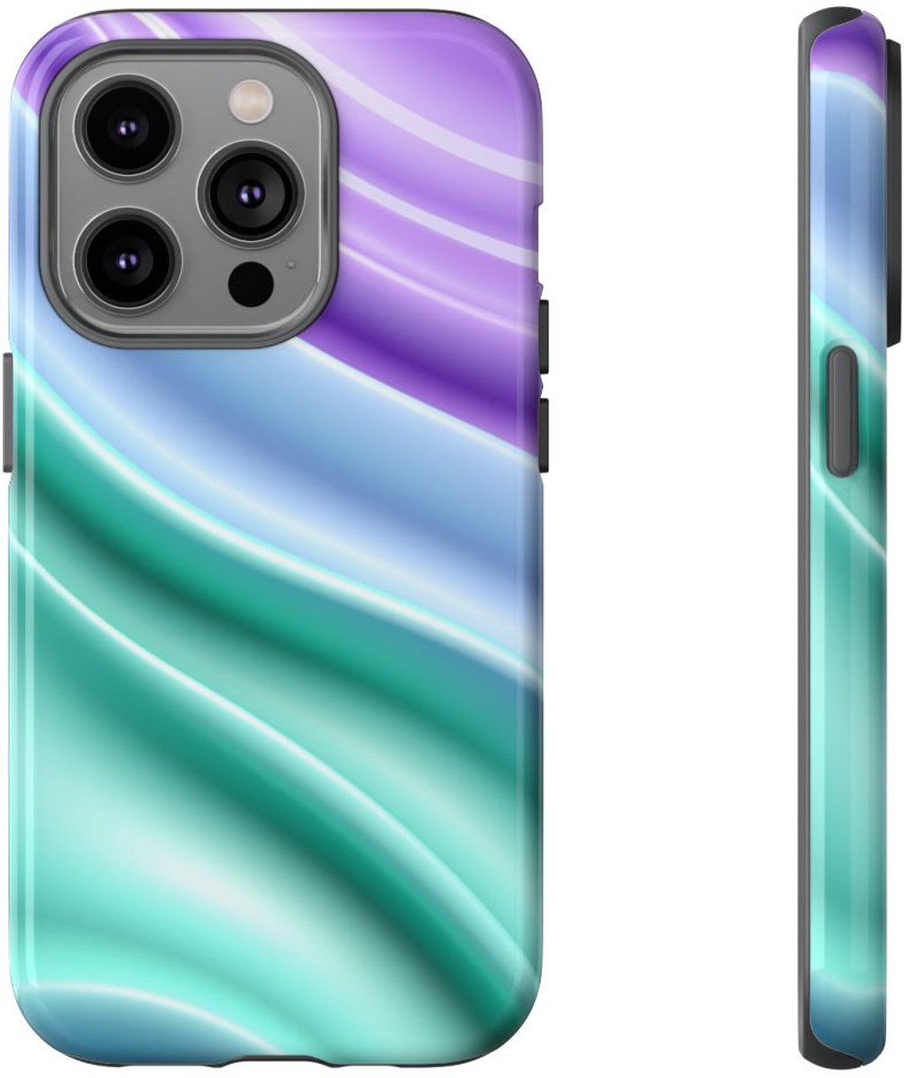 Zachte Pastelgolven met Glanzende Afwerking – Telefoonhoesje Geschikt voor iPhone 14 Pro