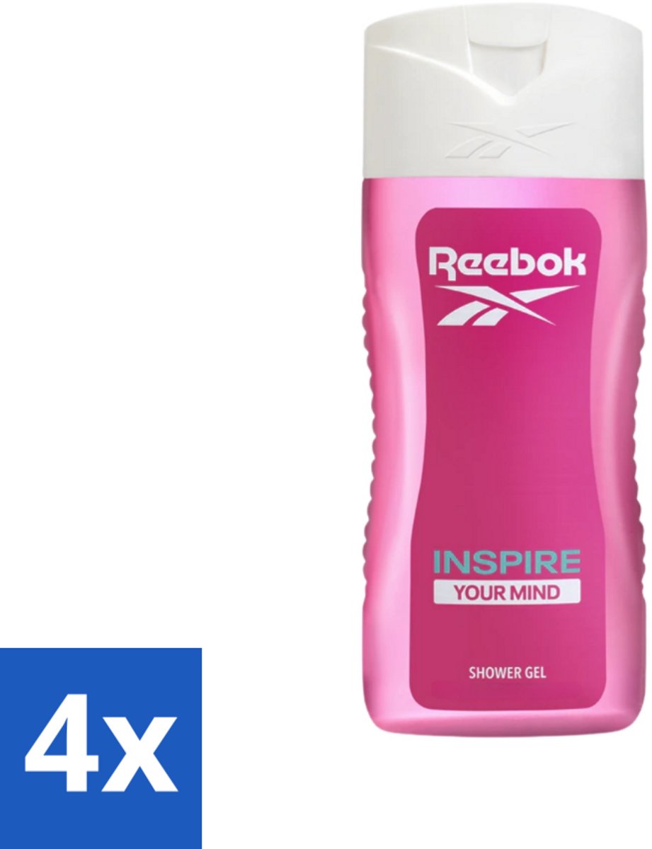 4 x Reebok - Inspire Your Mind - Douchegel - 400 ml - Douchegel - Douchegel Vrouw - Verfrissende Geur - Inspirerende Geur - Huidverzorging