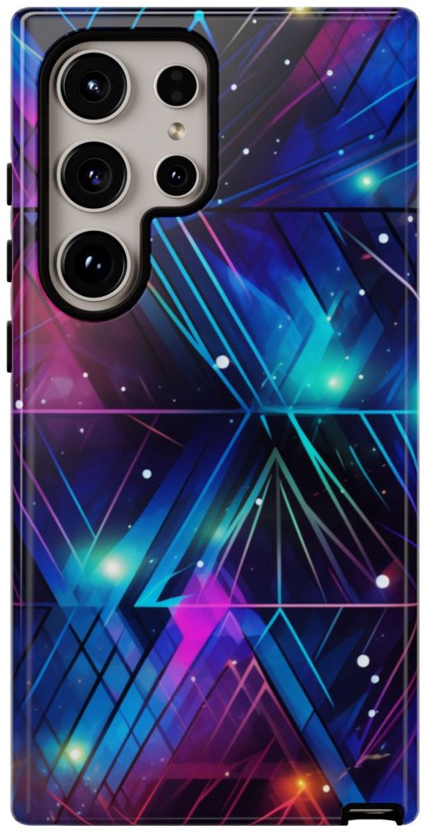 Geometrisch Neon Aurora Abstract – Telefoonhoesje Geschikt voor Samsung Galaxy S24 Ultra