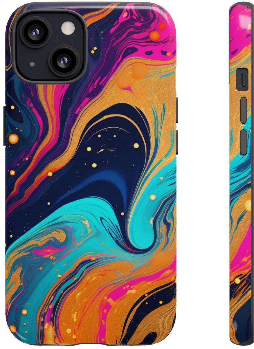 Psychedelisch Neon Marmer Abstract – Telefoonhoesje Geschikt voor iPhone 13
