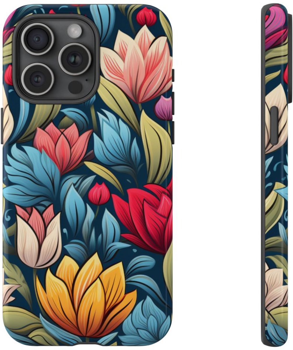 Kleurrijk Bloemenpatroon – Telefoonhoesje Geschikt voor iPhone 15 Pro Max