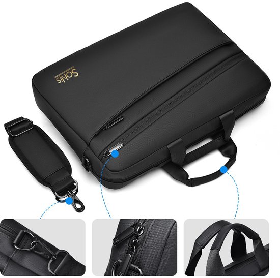 Sacoche pour ordinateur portable SoNis - Sac bandoulière pour ordinateur portable - 15 pouces - noir - hydrofuge - Housse pour ordinateur portable