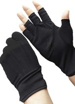 PromoHome Katoenen Vingerloze Handschoenen Unisex - Anti-Slip Sport Handschoenen voor Fietsen, Motorrijden, Fitness en Outdoor Activiteiten - Zwart
