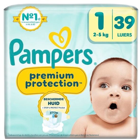 Pampers Premium Protection - Maat 1 - 2 - 5 Kilo - 39 Luiers
