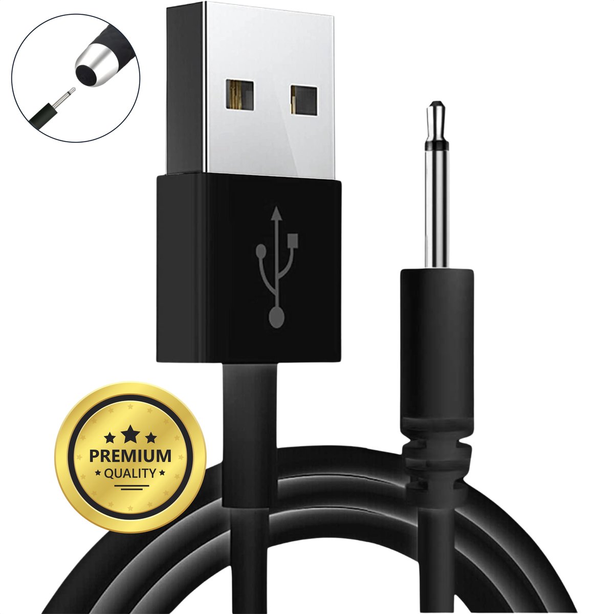Bol.com DC Kabel - USB naar DC Oplader - USB DC Oplaadkabel 2.5mm - 80cm - Zwart - Vibrator Oplader - Sex Toys - Vibrators voor ... aanbieding