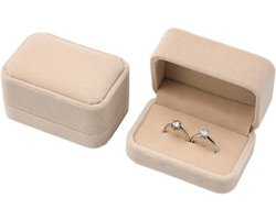 Vitdipy - Ringdoosje - Sieradendoos - Sieraden Opslag Case - Verlovingsring Doos - Ring Doos - Huwelijk, Verloving, Aanzoek - Valentijnsdag - Beige