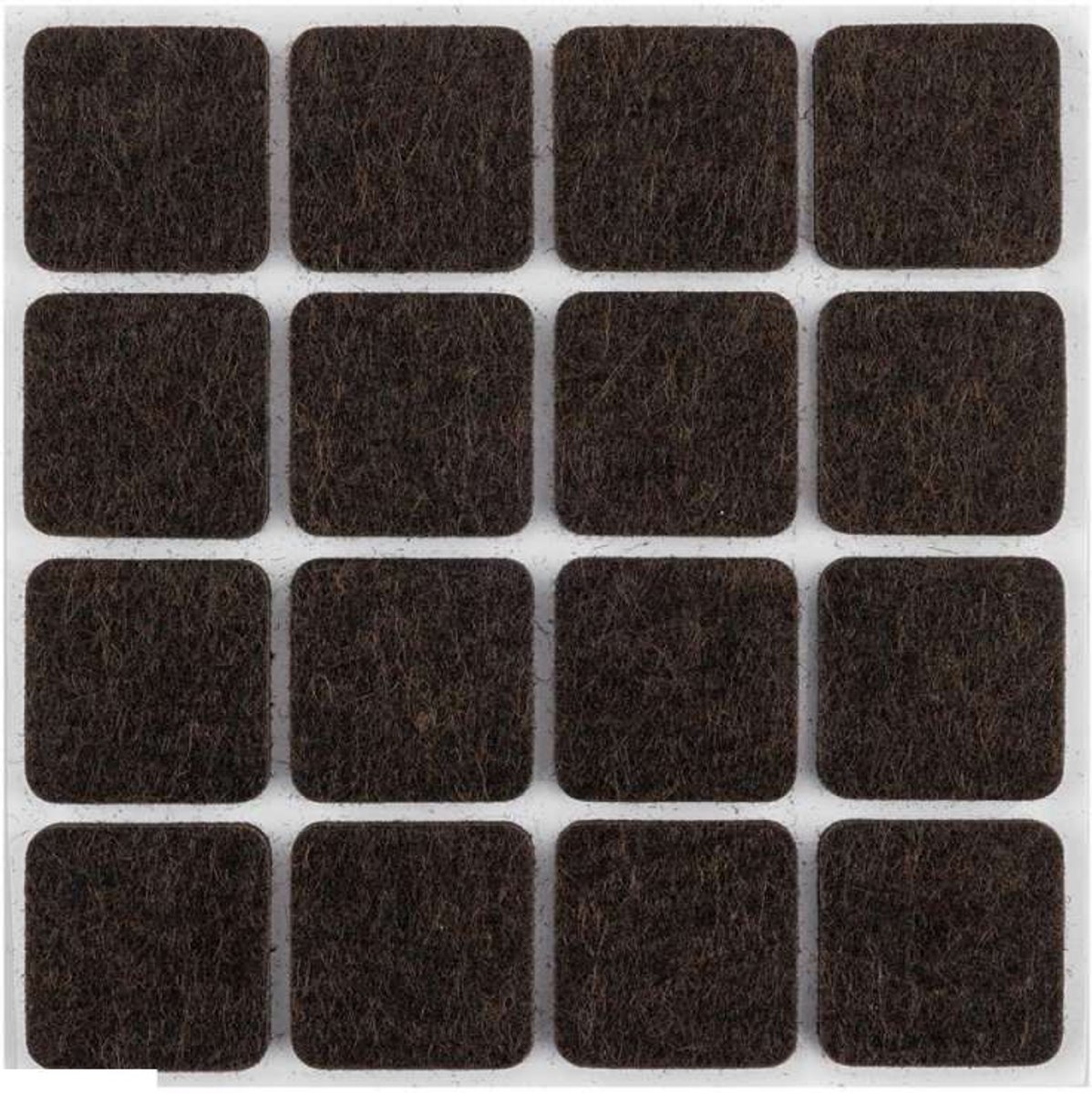 Zelfklevende viltjes vierkant – Donkerbruin – 25 x 25 mm – 16 stuks