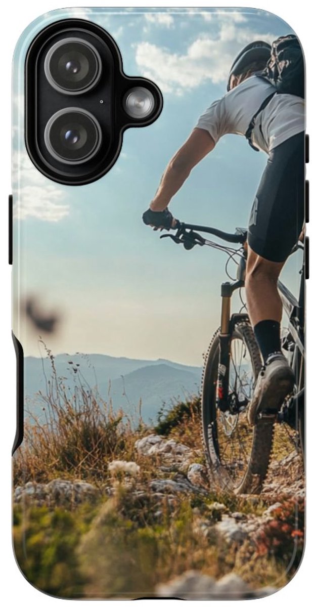Mountainbiker op Rotsachtig Pad – Telefoonhoesje Geschikt voor iPhone 17