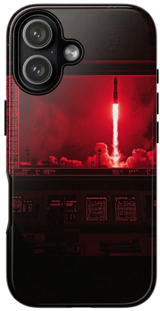 Raketlancering Controlekamer in Rood Licht – Telefoonhoesje Geschikt voor iPhone 17