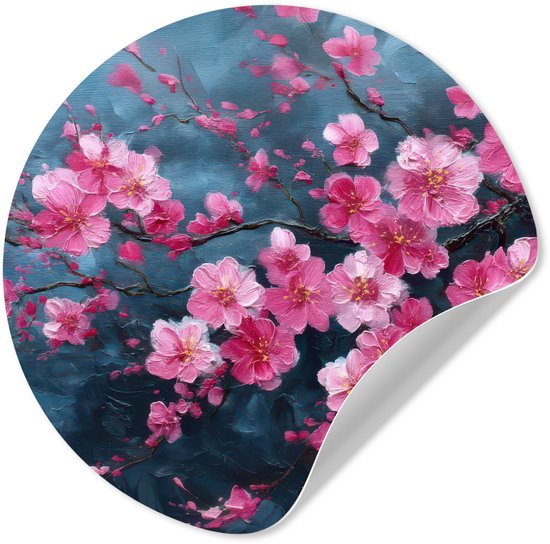 WallCircle® - Behangcirkel 30x30 cm - Muurstickers Bloem - Bloesems - Roze - Abstract - Muurcirkel woonkamer - Wandcirkel slaapkamer - Kamer decoratie zelfklevend - Muurdecoratie accessoires