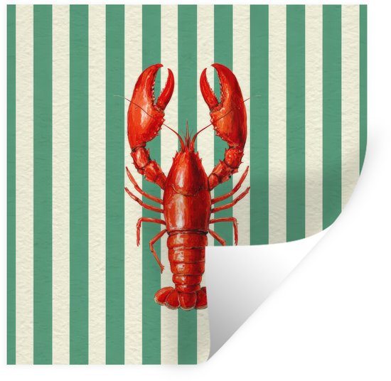 Muurstickers - Sticker Folie - Kreeft - Strepen - Realistisch - Zomers - 100x100 cm - Plakfolie - Muurstickers Kinderkamer - Zelfklevend Behang XXL - Zelfklevend behangpapier - Stickerfolie