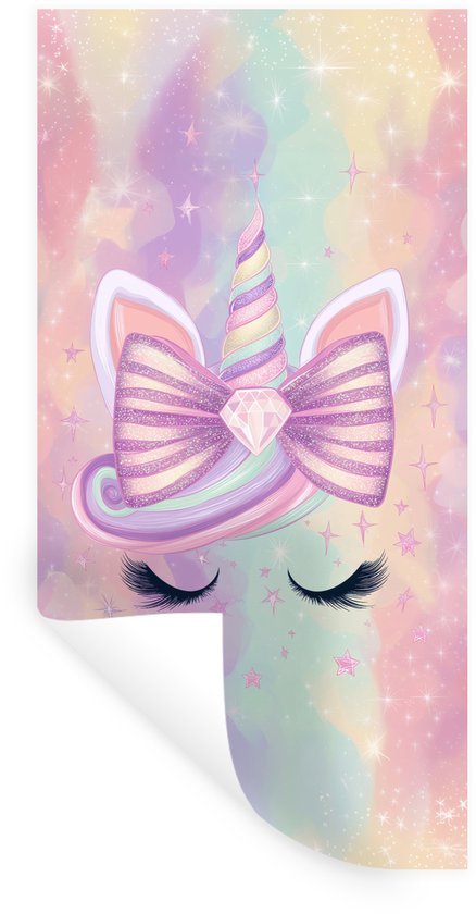 Stickers muraux - Film autocollant - Licorne - Paillettes - Arc-en-ciel - Pastel - 60x120 cm - Film adhésif - Stickers muraux chambre d'enfant - Papier peint autocollant - Papier peint autocollant - Film autocollant