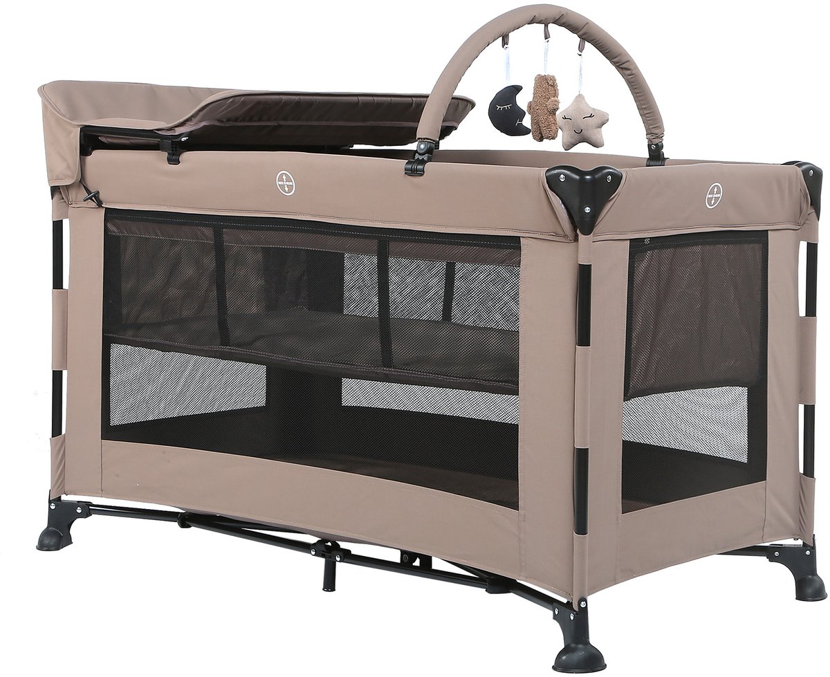 Titaniumbaby Campingbed SOLID Emma Lush Taupe inclusief Verschoontafel|Speelboog|Klamboe & bodemverhoger thumbnail 6