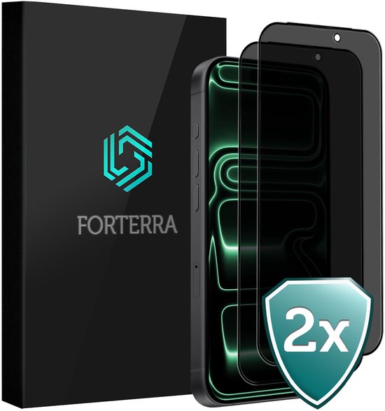 Forterra Protection d'écran compatible avec iPhone 17 Pro Protection d'écran de confidentialité en Glas trempé Couverture complète - Protection d'écran compatible avec iPhone 17 Pro Protection d'écran de confidentialité anti- Spy - LOT DE 2