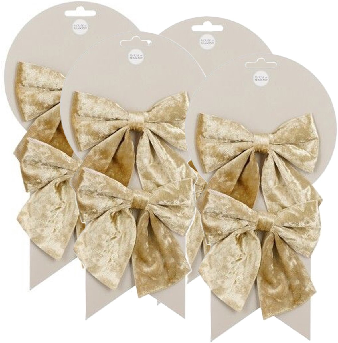 Mica Decorations Kerst ornamenten strikken - 8x st - champagne - 12 x 13 cm - kerstboomstrikjes