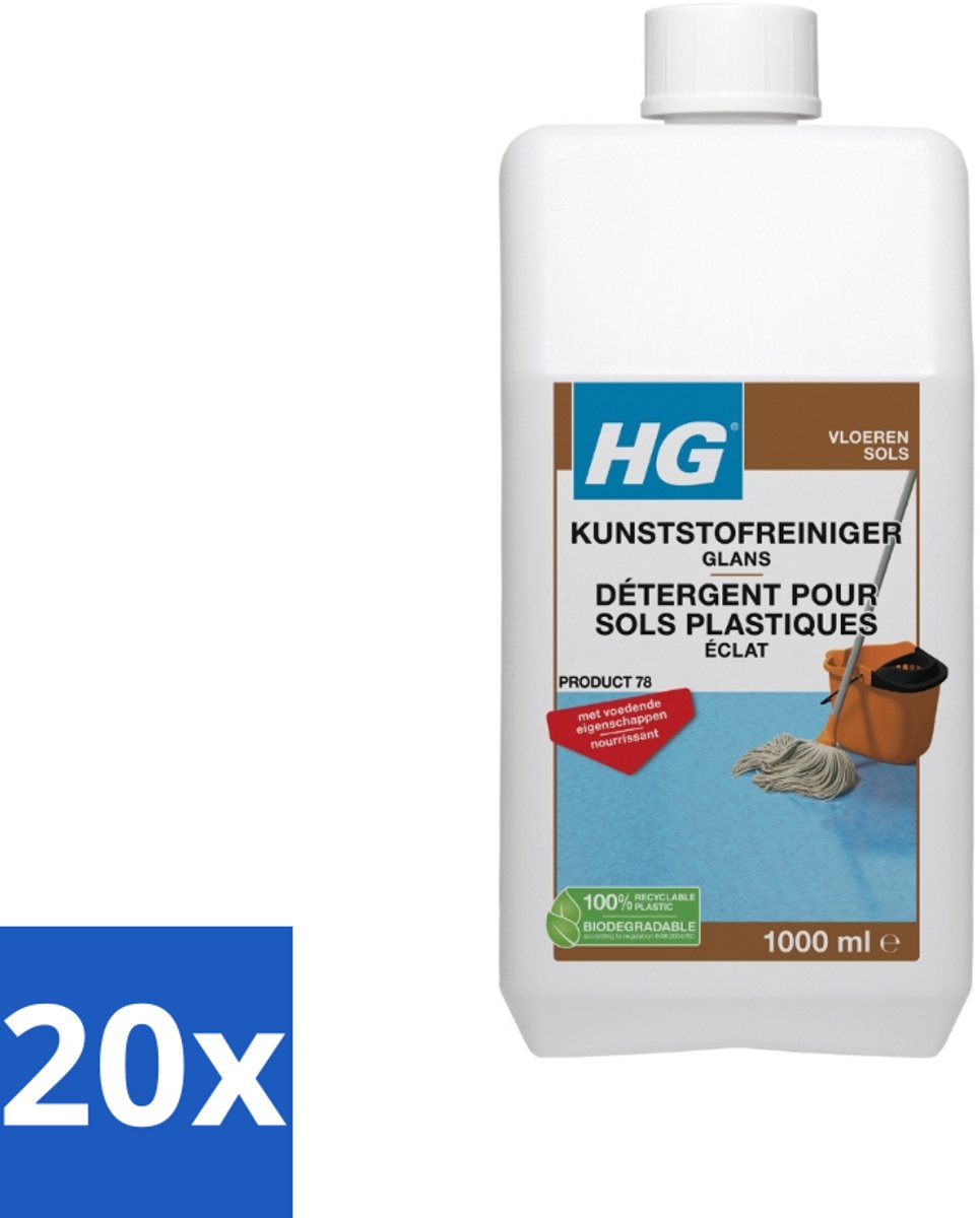 20 x HG Kunststofreiniger Glans 1 liter - Kunststof Reiniger - Glans Reiniger - Kunststof Vloer Reiniger - Voedende Reiniger - Kunststof Vloer Herstellen
