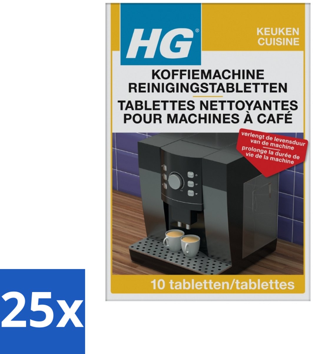 25 x HG Koffiemachine Reinigingstabletten 10 tabletten - Koffiemachine Reinigen - Koffiemachine Ontkalken - Koffiemachine Schoonmaken - Koffiemachine Onderhoud - Koffiemachine Reinigingstabletten