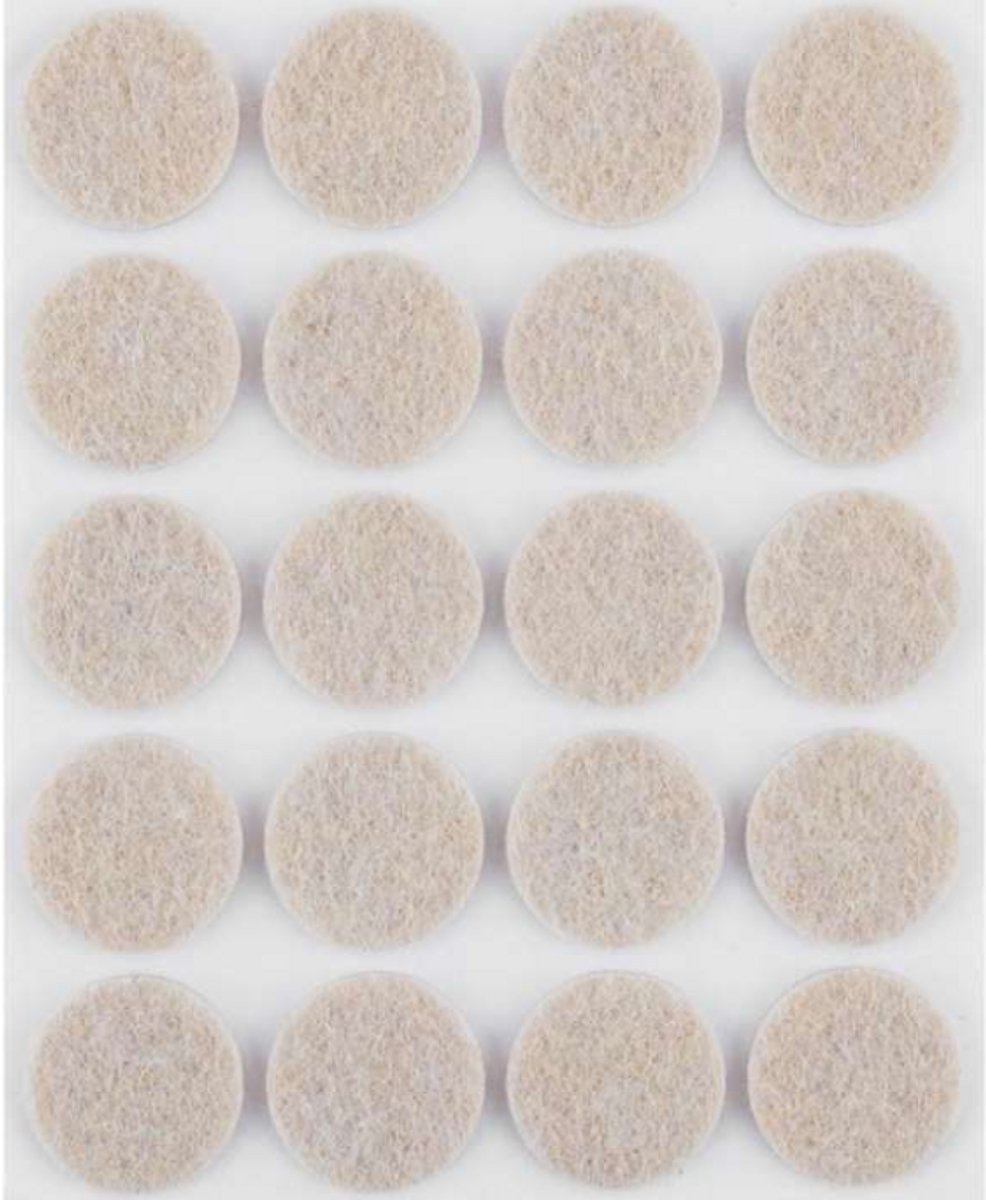 Zelfklevende viltjes rond – Lichtbruin – 20 mm – 20 stuks