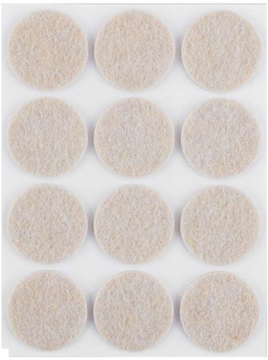 Zelfklevende viltjes rond – Lichtbruin – 28 mm – 12 stuks