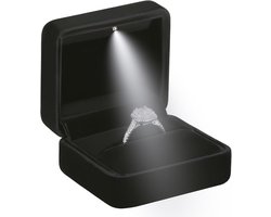 Vitdipy - Ring doosje met LED verlichting - Sieraden Opslag Case - Sieradendoos - Verlovingsring Doos - LED Ring Doos - Huwelijk, Verloving, Aanzoek - Zwart