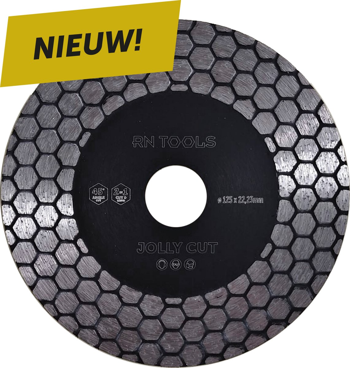 RNtools Diamantschijf Jolly Cut 125 x 22,23 mm - speciaal voor het 45° verstekzagen van tegels, porselein en keramiek