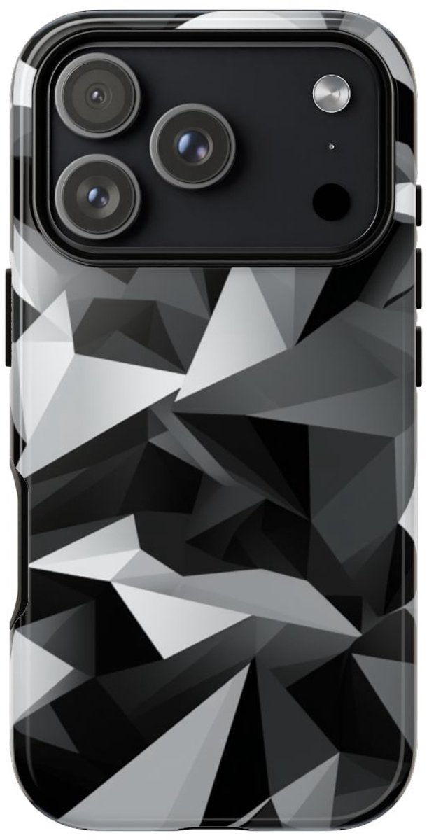Zwart-Grijs Geometrisch Abstract Patroon – Telefoonhoesje Geschikt voor iPhone 17 Pro