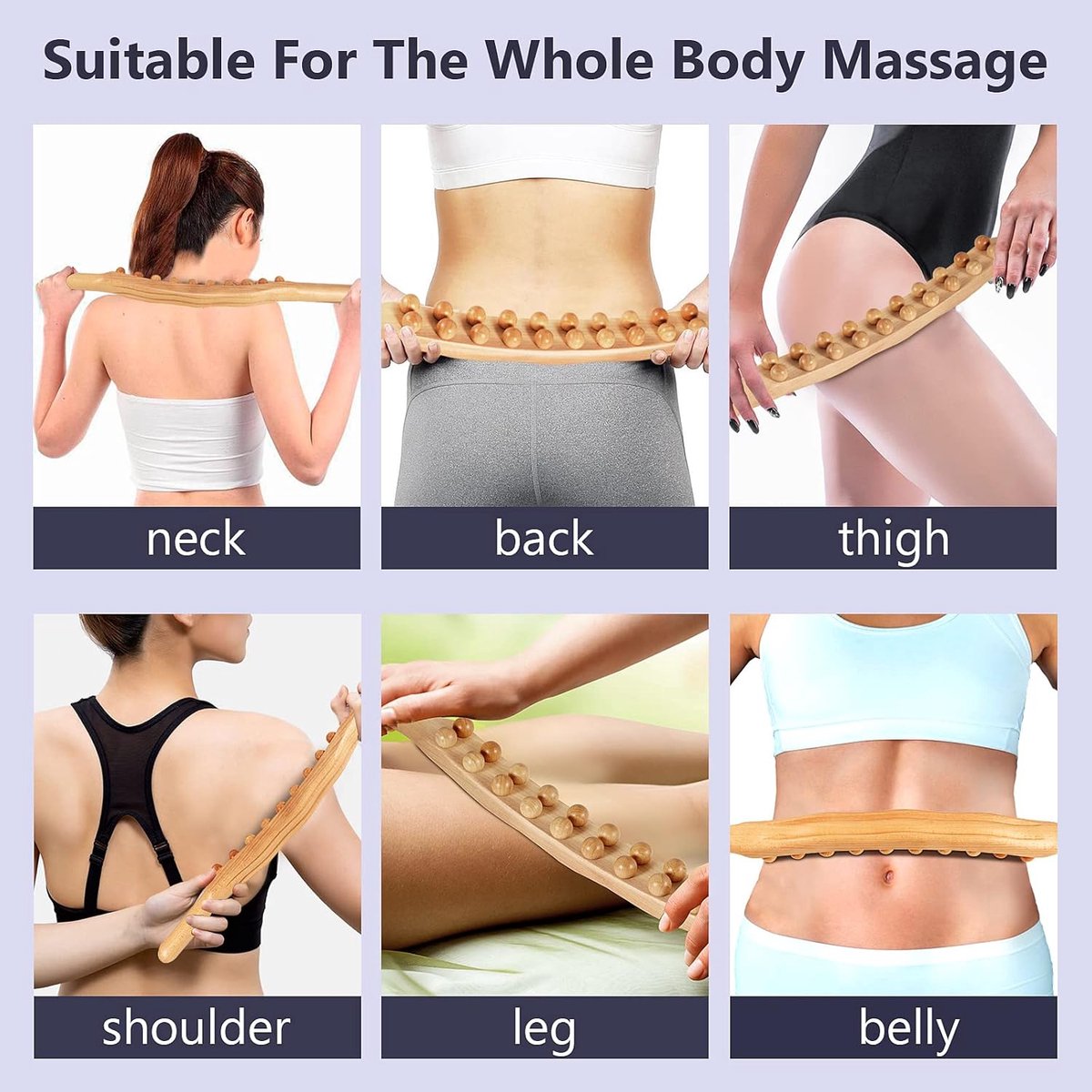 RugMassage - Massage Apparaat - Rug/Nek/Schouder/Buik/Taille/Armen/Benen - Massage Stok Hout - Houten Massage Stok - Massage Stok Hout XL - 20 Massage Ballen - Gua Sha Massage Tool - 1 Stuk - Bruin Hout - Gua Sha Massage Stick thumbnail 3
