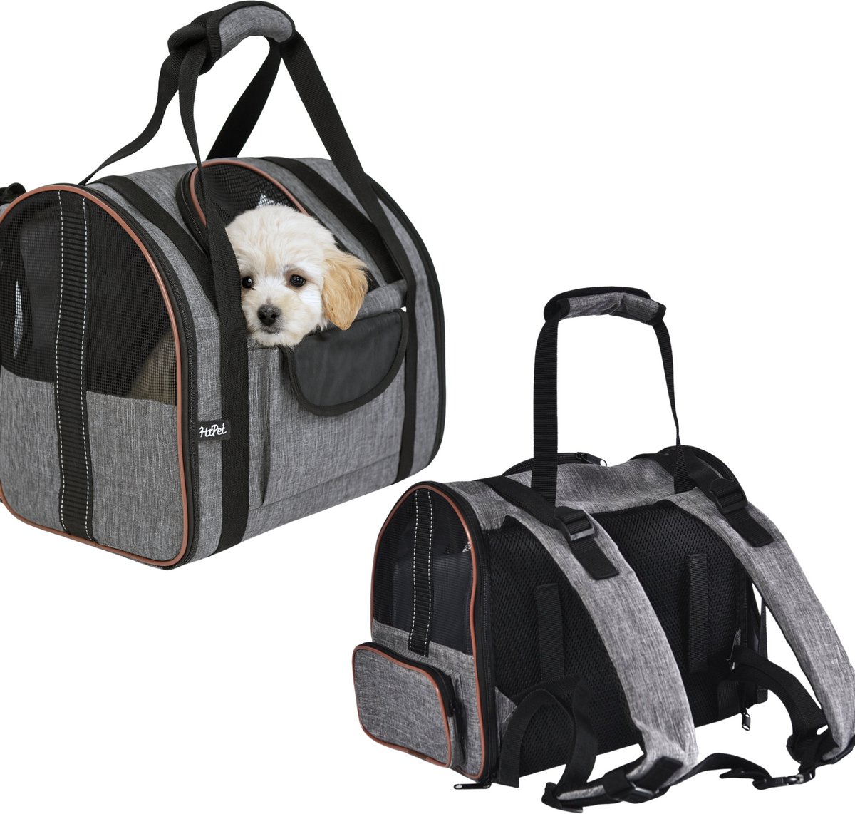 HiPet® Reistas Katten & Honden / Transporttas Voor Huisdieren Multifunctionele Reisrugzak Voor Huisdieren tot 5 kg - Grijs