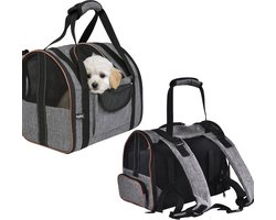 HiPet® Reistas Katten & Honden / Transporttas Voor Huisdieren Multifunctionele Reisrugzak Voor Huisdieren tot 5 kg - Grijs